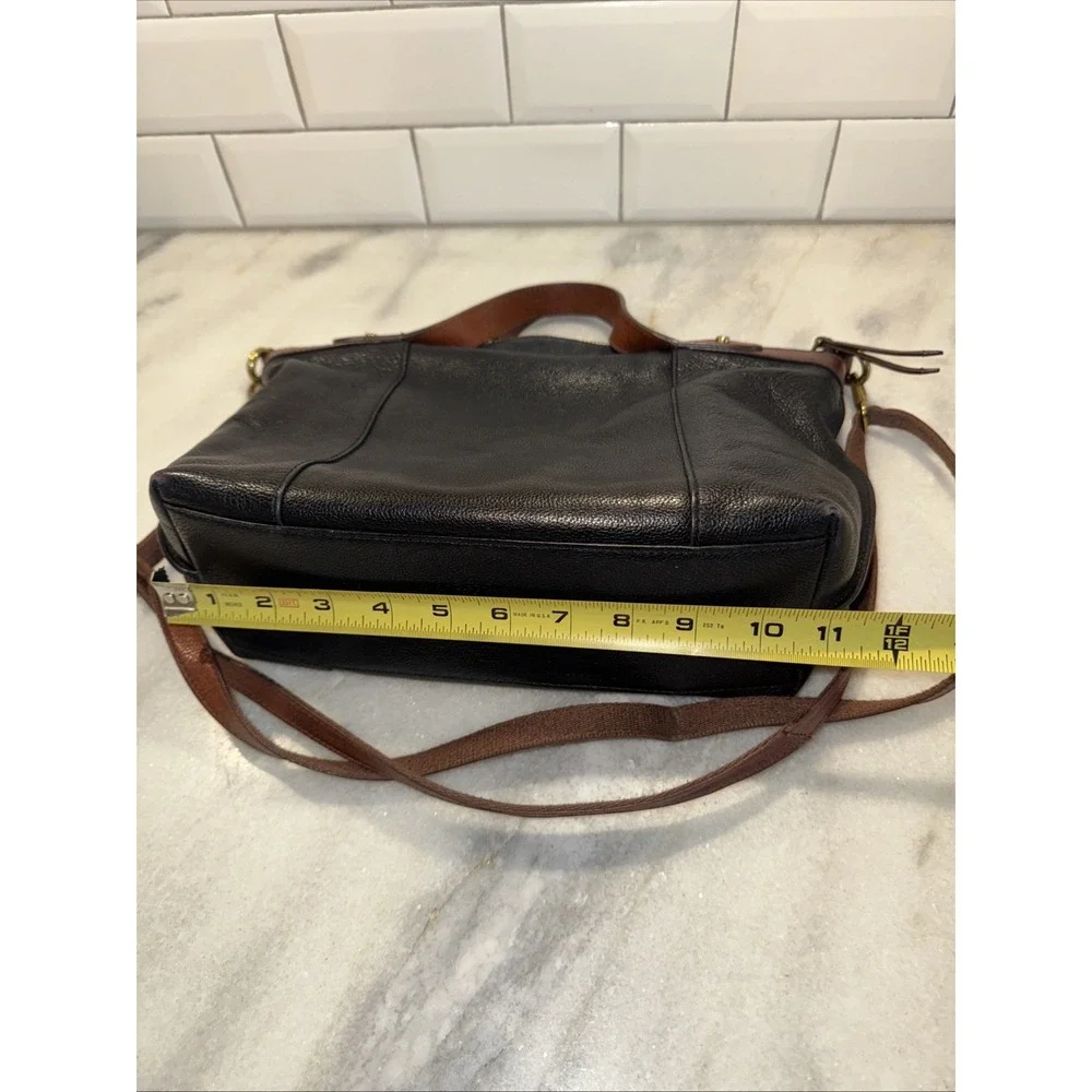Fossil Sadie Satchel Black Brown Leather Bag Double Handle Crossbody Retail $329